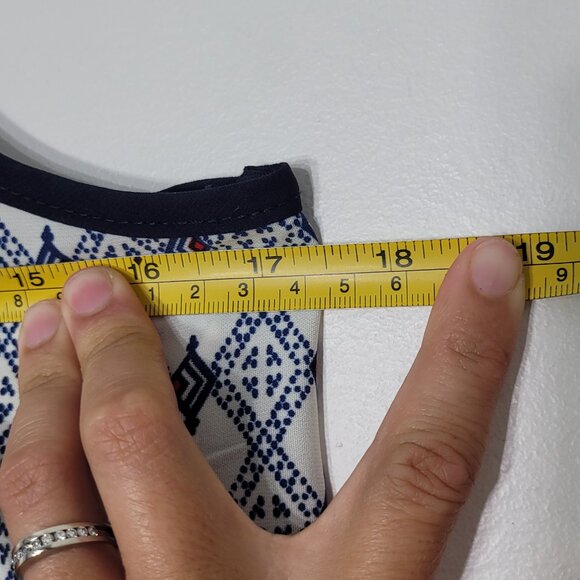 Papaya Women's Blue White & Red Geometric Print Sleeveless Spaghetti Top Dress - Picture 7 of 8